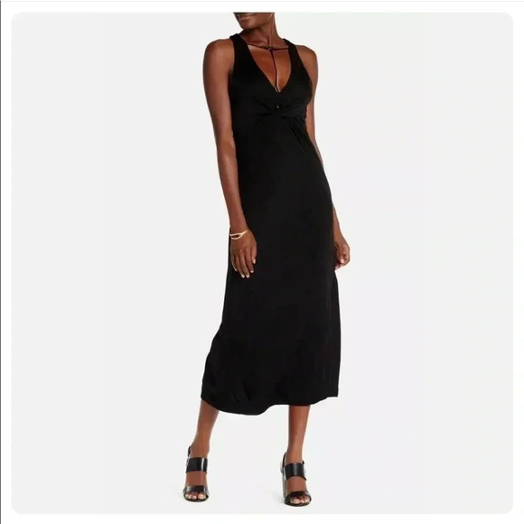 Free People Black Knot Twist Front Sin City Maxi Sleeveless Dress Sz XS - Picture 1 of 12